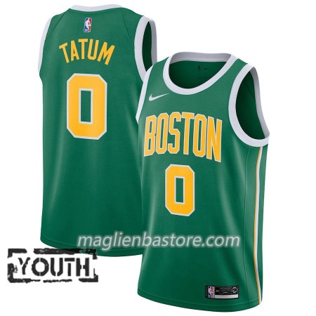 Maglia NBA Boston Celtics Jayson Tatum 0 2018-19 Nike Verde Swingman - Bambino